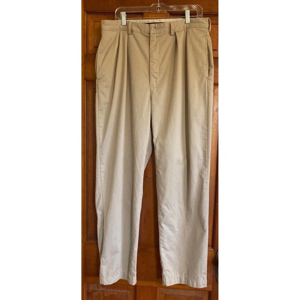 Polo Ralph Lauren Mens 36/30 Beige Khaki Cotton Pleated Straight Leg Chino Pants
